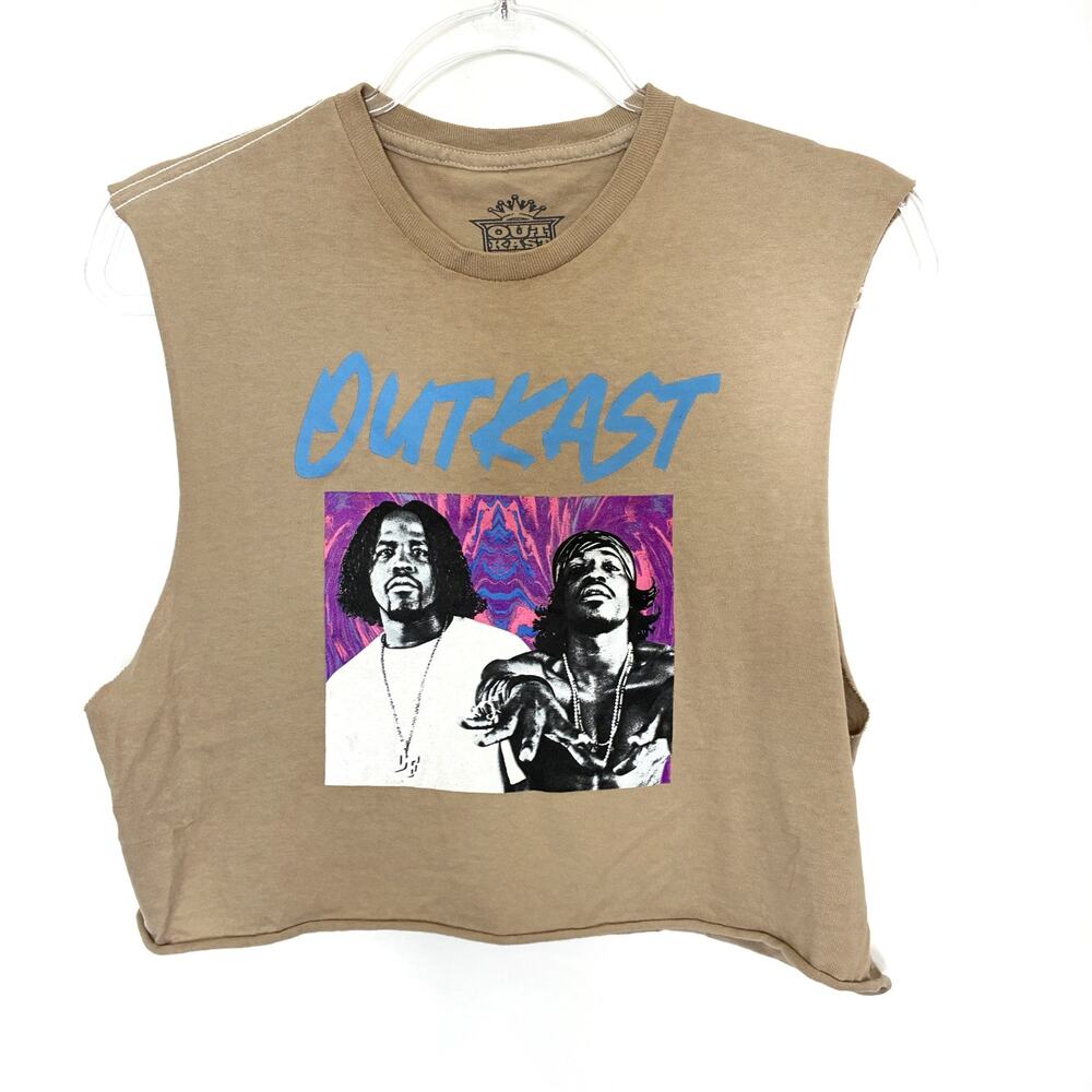 Outkast Hip Hop Graphic Muscle Tank Beige 100% Cotton Womens Small